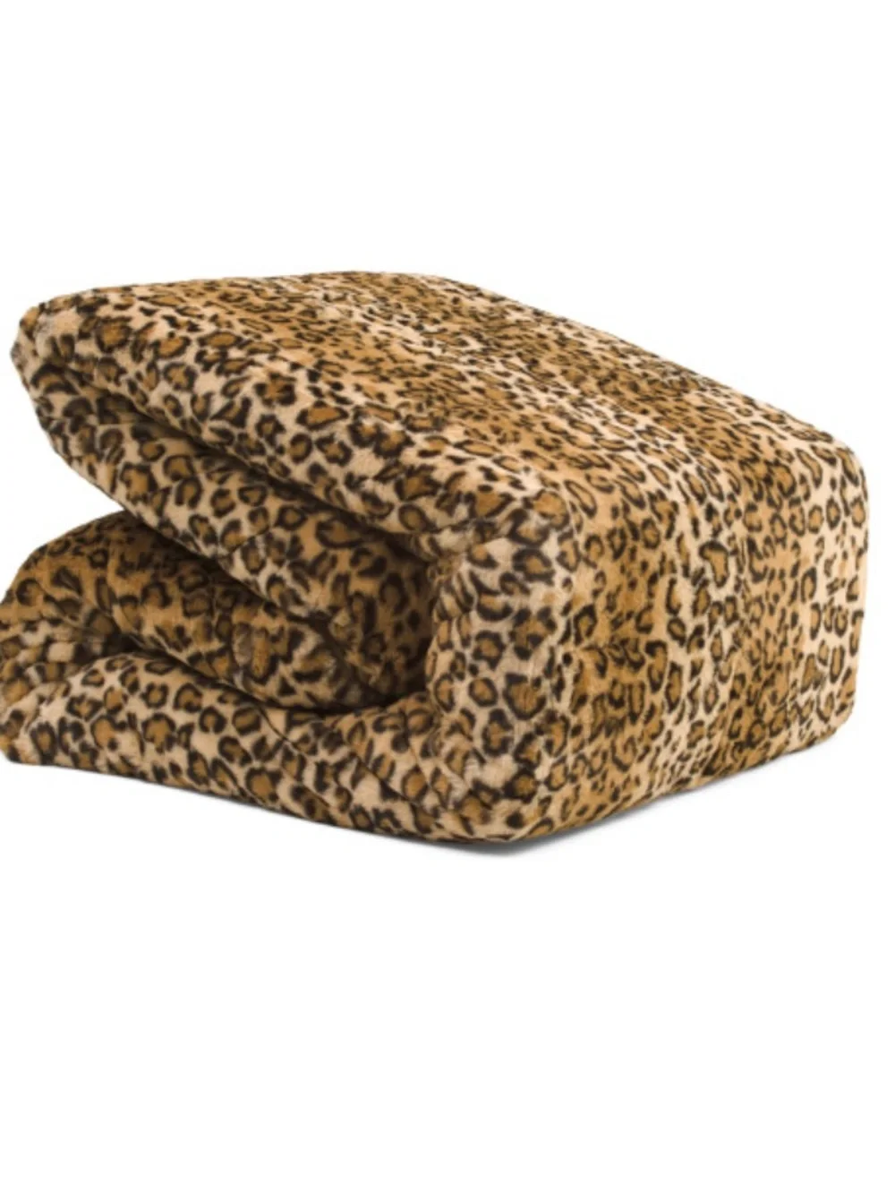 Magaschoni Leopard Fur Faux Fur Comforter Set- Leopard Print